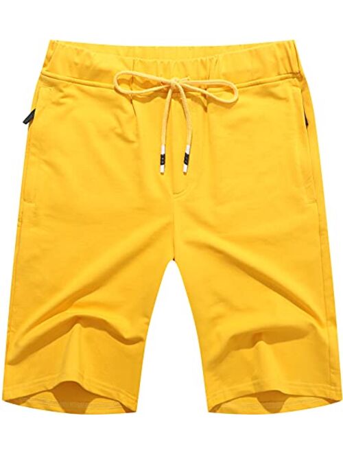 Boisouey Mens Shorts Casual Drawstring Zipper Pockets Elastic Waist