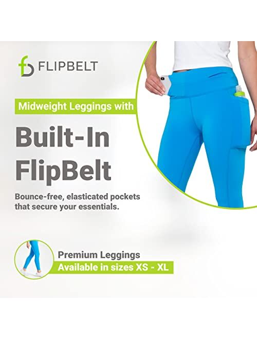 FlipBelt Women's Mid-Weight Leggings Workout with Pockets