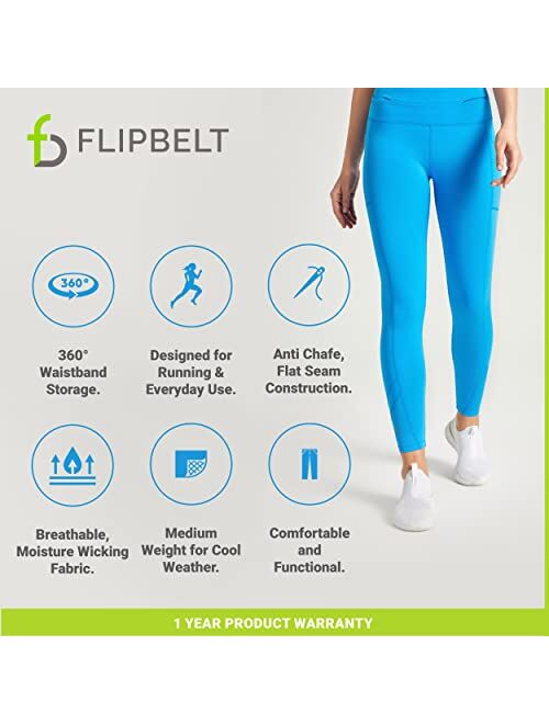 FlipBelt Women's Mid-Weight Leggings Workout with Pockets