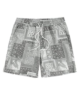 Men's Boho Tribal Print Drawstring Waist Summer Shorts with Pocket