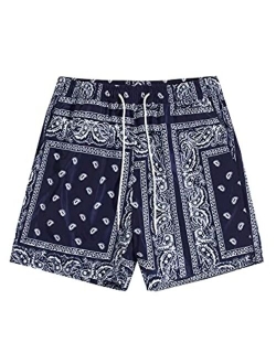 Men's Boho Tribal Print Drawstring Waist Summer Shorts with Pocket