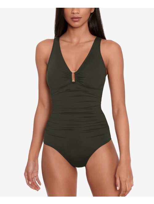 Polo Ralph Lauren Lauren Ralph Lauren Ring-Detail Over-The-Shoulder Underwire Tummy-Control One-Piece Swimsuit