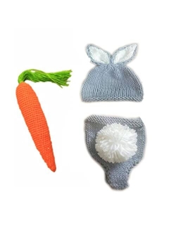 Vedory Newborn Baby Bunny Rabbit Crochet Knitted Photography Props Newborn Baby Outfits Diaper Costume