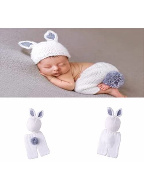 Vedory Newborn Baby Bunny Rabbit Crochet Knitted Photography Props Newborn Baby Outfits Diaper Costume