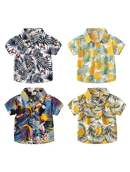 famuka Toddlers Hawaiian Casual Shirt Little Boy Short Sleeve Button Down Shirts