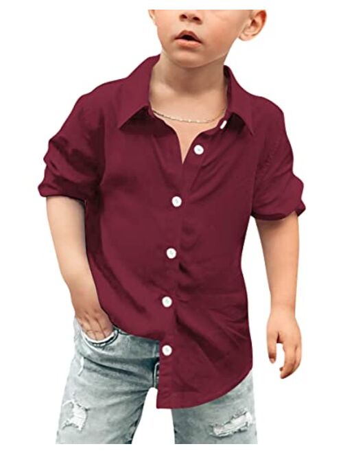 Uquoyo Boys Button Down Shirt Long Sleeve Regular Fit Cotton Collared Shirts