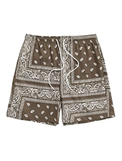 Men's Cartoon Print Elastic High Waisted Casual Summer Shorts