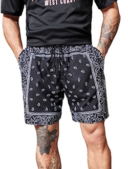 Men's Cartoon Print Elastic High Waisted Casual Summer Shorts