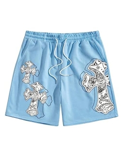 Men's Cartoon Print Elastic High Waisted Casual Summer Shorts