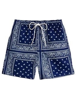 Men's Cartoon Print Elastic High Waisted Casual Summer Shorts