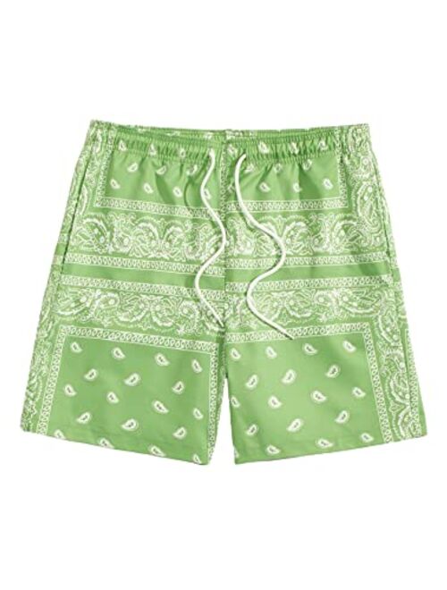 SOLY HUX Men's Cartoon Print Elastic High Waisted Casual Summer Shorts