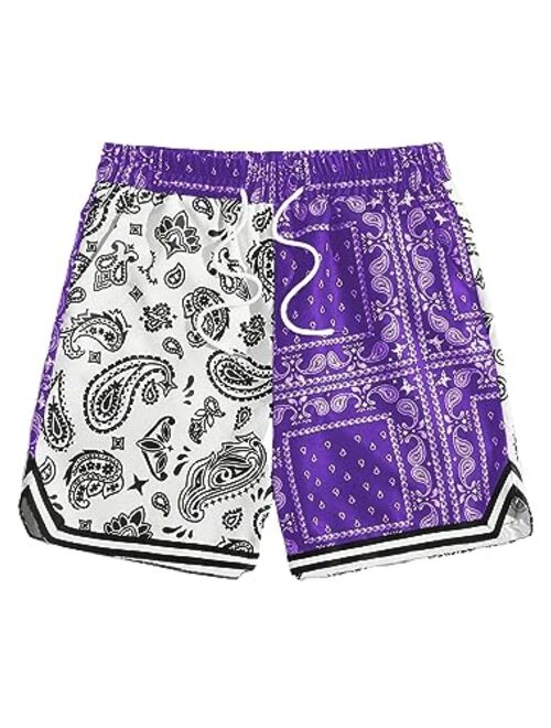 SOLY HUX Men's Cartoon Print Elastic High Waisted Casual Summer Shorts