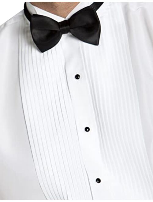 Luxe Microfiber Men's Fitted 1/4 inch Pleated Tuxedo Shirt, Wing Collar Style Louie