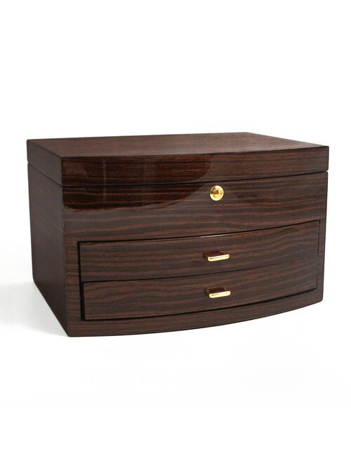 Bey-Berk Brown Zebra Wood Jewelry Box