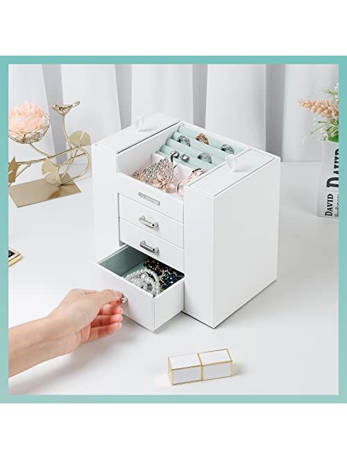 KCY Jewelry Box for Girls Women,Small Travel Jewelry Organizer Case,PU  Leather Portable Jewellery Storage Boxes Display Holder for Ring Earrings