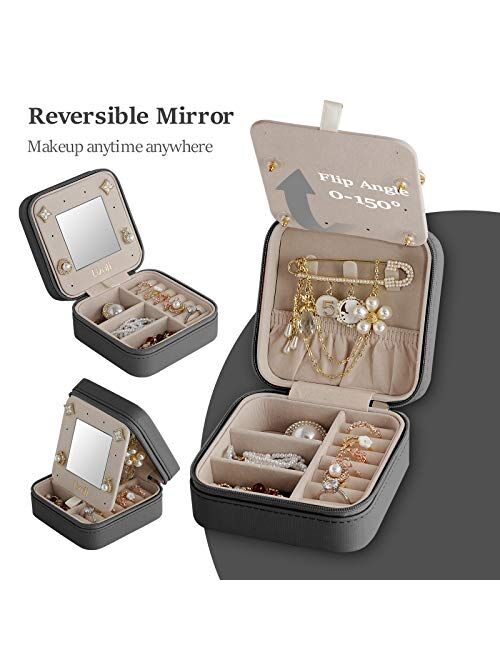 Uzoli Travel Jewelry Case for Women, Small Travel Jewelry Boxes, Travel Jewelry Organizer for Rings Earrings