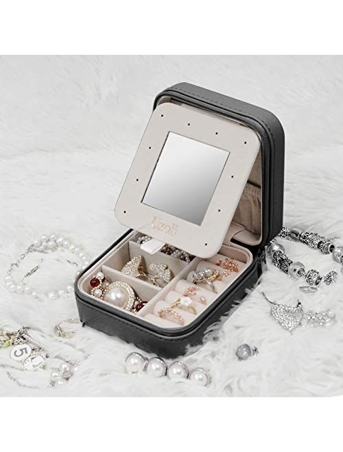 Uzoli Travel Jewelry Case for Women, Small Travel Jewelry Boxes, Travel Jewelry Organizer for Rings Earrings