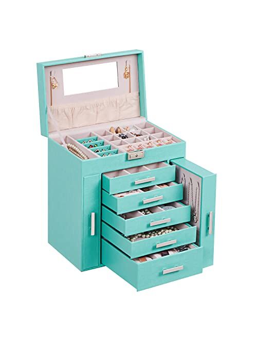 ANWBROAD Jewelry Box for Women 6-Tier and 2 Necklace Drawers jewelry boxes & organizers Large jewelry storage for Necklaces Rings Earrings Watches All stuff UJJB008