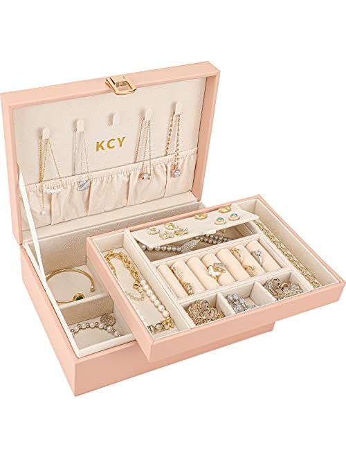 KCY Jewelry Box for Women Girls,Jewellery Storage Boxes Case for Earrings Rings Necklaces Bracelets,Mens Jewelry Organizer