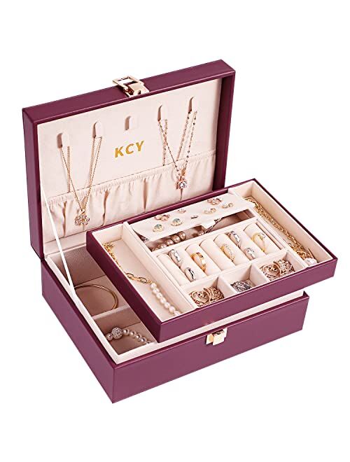 KCY Jewelry Box for Women Girls,Jewellery Storage Boxes Case for Earrings Rings Necklaces Bracelets,Mens Jewelry Organizer