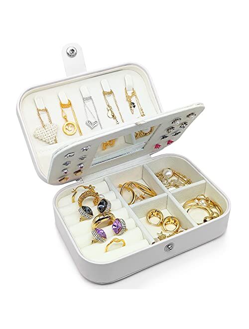 Zoe sunny Jewelry Box Girls Jewelry Organizer box Mini Travel Case Small Portable Jewelry Storage Case for Necklaces Bracelets Earrings Rings