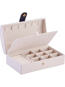 The Jewellery Pak Luxury Jewelry Organizer Case Box for Rings Earrings Necklaces Travel Jewelry Storage Box Premium PU Leather Exterior and Soft Touch Velvet Interior Bea