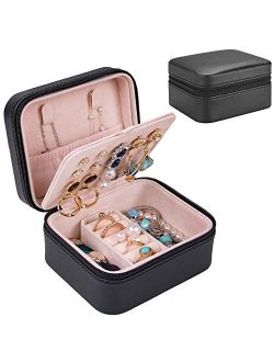 KCY Jewelry Box for Girls Women,Small Travel Jewelry Organizer Case,PU  Leather Portable Jewellery Storage Boxes Display Holder for Ring Earrings