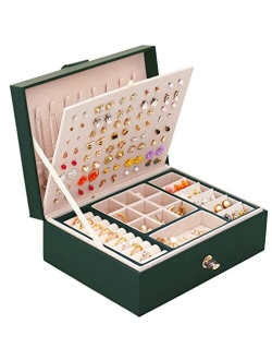 Jewelry Organizer Box, QBestry PU Leather Jewelry Box for Women Gift Large Jewelry Case Portable Jewelry Holder Organizer Storage Box for Earring Necklace Rings Holder