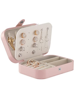 Oyydecor Portable Jewelry Box Small 2-Layer Travel Jewelry Organizer PU Leather Display Storage Case for Rings Necklace Earrings Bracelets Valentine Gift for Girls Women