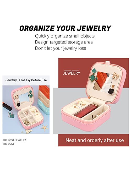 AIPNIS Personalise Jewelry Box,Custom Photo Small Jewelry Boxes for Women,Portable Travel Mini Jewelry Box with Mirror,Women Gift Rings Earrings Necklaces Storage Case