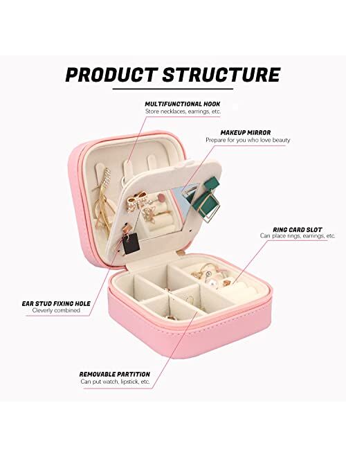 AIPNIS Personalise Jewelry Box,Custom Photo Small Jewelry Boxes for Women,Portable Travel Mini Jewelry Box with Mirror,Women Gift Rings Earrings Necklaces Storage Case