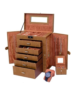 TORIBIO 2 in 1 Huge Jewelry Box Leather Jewelry Organizer