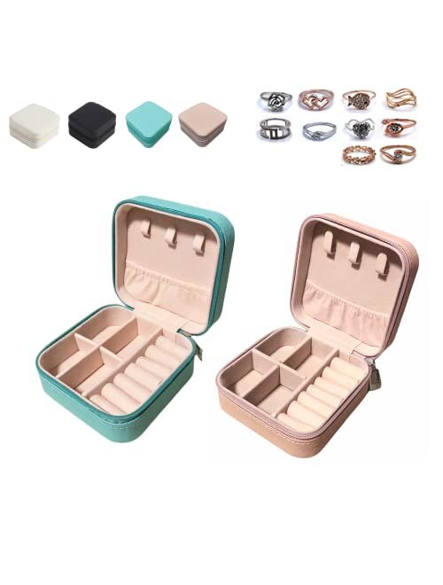 BeBeGee Jewelry Display Portable Travel Jewelry Organizer Box Storage Case Holder Box Set for Rings, Necklaces, Bracelets, Earrings for Women,Comes with A Free Random Bea