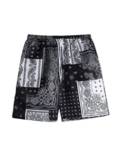 Men's Rose Letter Graphic Print Drawstring Waist Active Pocket Shorts