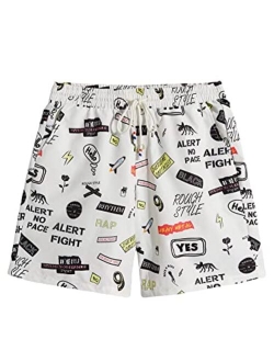 Men's Rose Letter Graphic Print Drawstring Waist Active Pocket Shorts