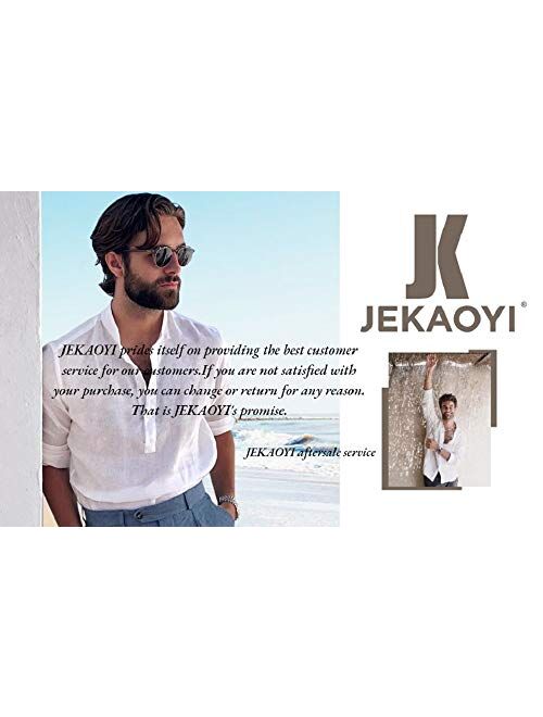 JEKAOYI Mens Long Sleeve Casual Cotton Linen Shirts Buttons Down Summer Solid Plain Beach Yoga T Shirts