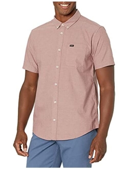 Men's Slim Fit Short Sleeve Oxford Stretch Woven Button Up Shirt