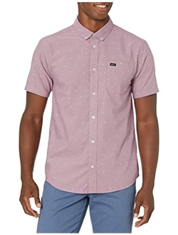 Men's Slim Fit Short Sleeve Oxford Stretch Woven Button Up Shirt