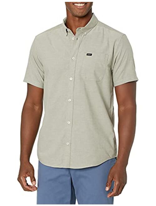 RVCA Men's Slim Fit Short Sleeve Oxford Stretch Woven Button Up Shirt