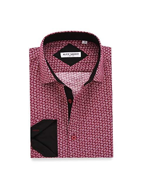 Alex Vando Mens Printed Dress Shirts Long Sleeve Regular Fit Button Down Shirt