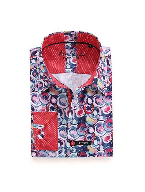 Alex Vando Mens Printed Dress Shirts Long Sleeve Regular Fit Button Down Shirt