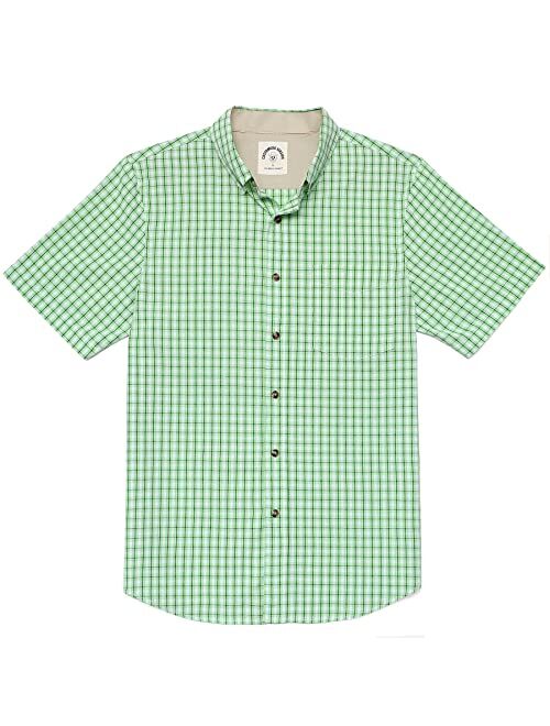 Dubinik Mens Short Sleeve Button Down Shirts 100% Cotton Plaid Casual Shirt with Pocket