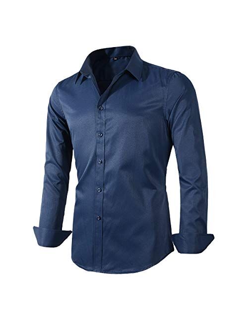 Beninos Men's Dress Shirts Fitted Poplin Solid