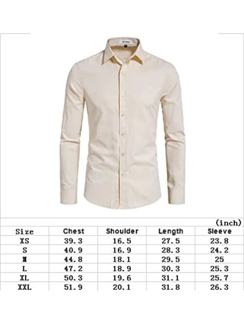 DELCARINO Men's Long Sleeve Button Up Shirts Solid Slim Fit Casual Business Formal Dress Shirt