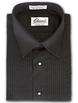 OmegaTux Mens Formal Laydown Spread Collar Tuxedo Shirt, 1/4" Pleat