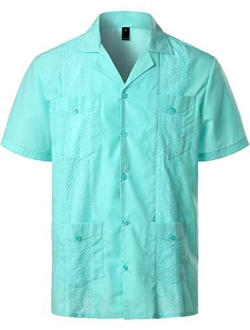 VATPAVE Mens Short Sleeve Button Down Cuban Guayabera Shirts