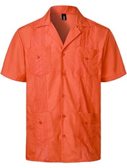 VATPAVE Mens Short Sleeve Button Down Cuban Guayabera Shirts