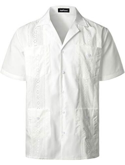 VATPAVE Mens Short Sleeve Button Down Cuban Guayabera Shirts