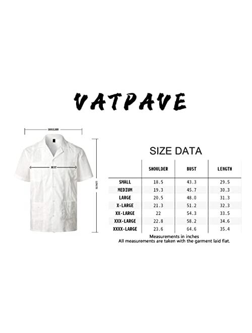 VATPAVE Mens Short Sleeve Button Down Cuban Guayabera Shirts