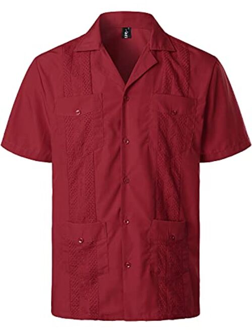 VATPAVE Mens Short Sleeve Button Down Cuban Guayabera Shirts